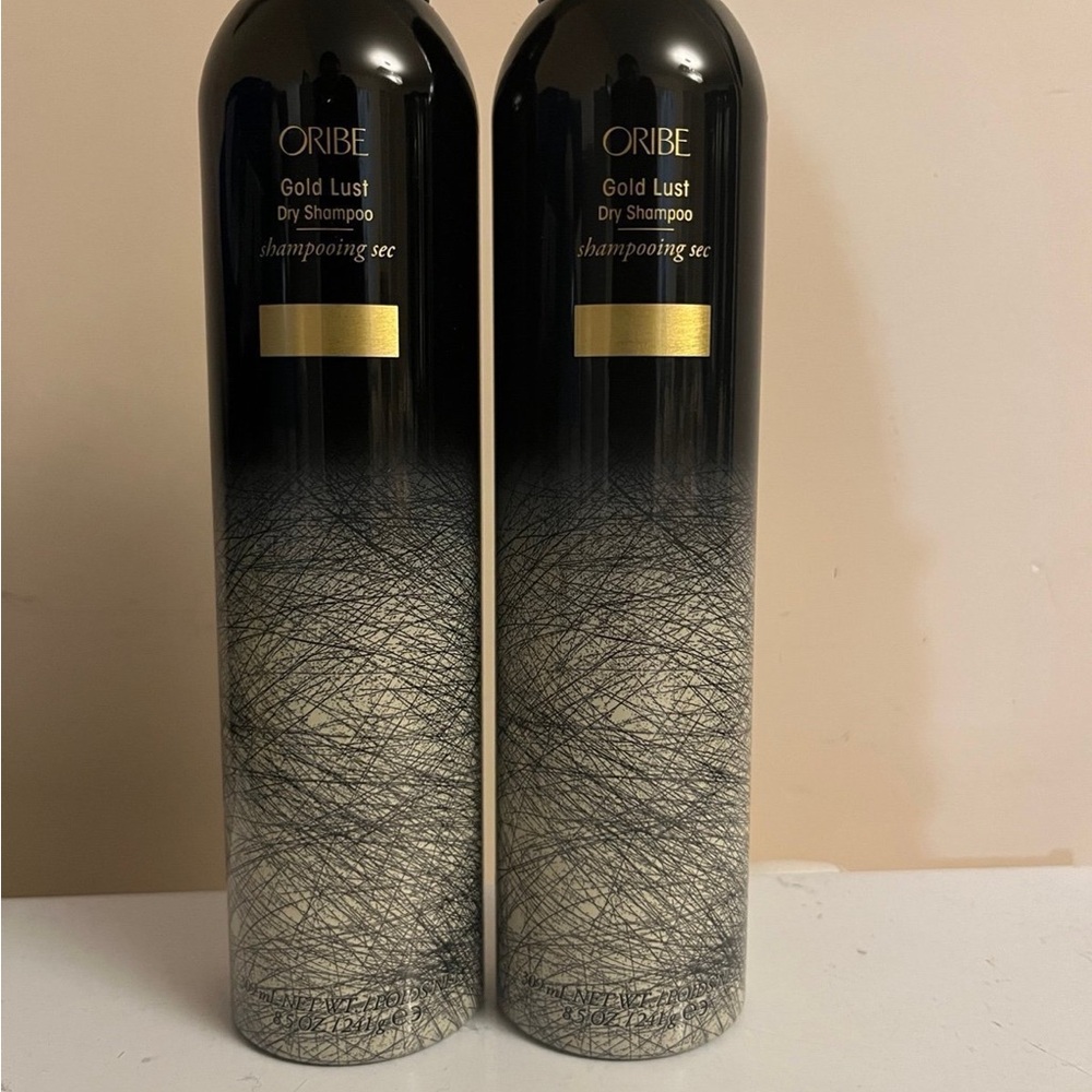 Oribe 2  bottles of  Gold Lust Dry Shampoo 8 oz - Elegant Black and Gold